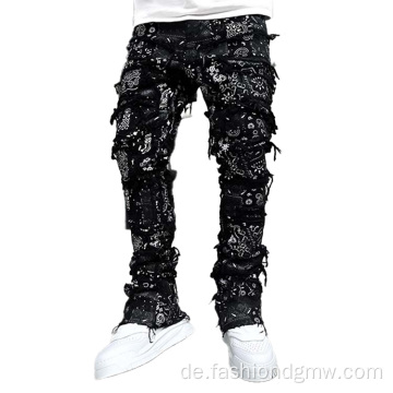 High Street Distressed Flared Denim Jeans